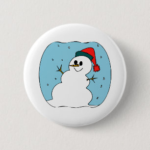 Snowman Shape 6 Cm Round Badge