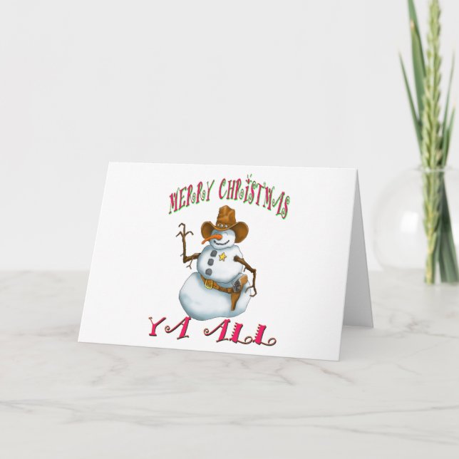 snowman sherriff MerryChrsts Ya all Holiday Card (Front)