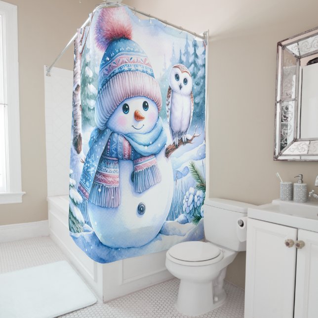 Snowman Shower Curtain (In Situ)