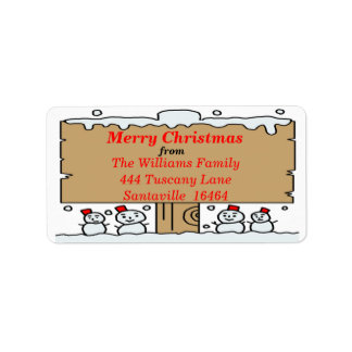 Snowman Signpost Address Label