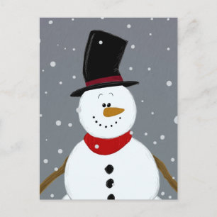 Snowman - Silver Holiday Postcard
