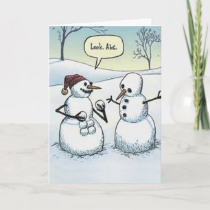 Snowman Six Pack Abs Greeting Card