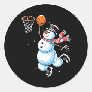 Snowman Sketll Christmas Shirt Boys Christmas Sket Classic Round Sticker