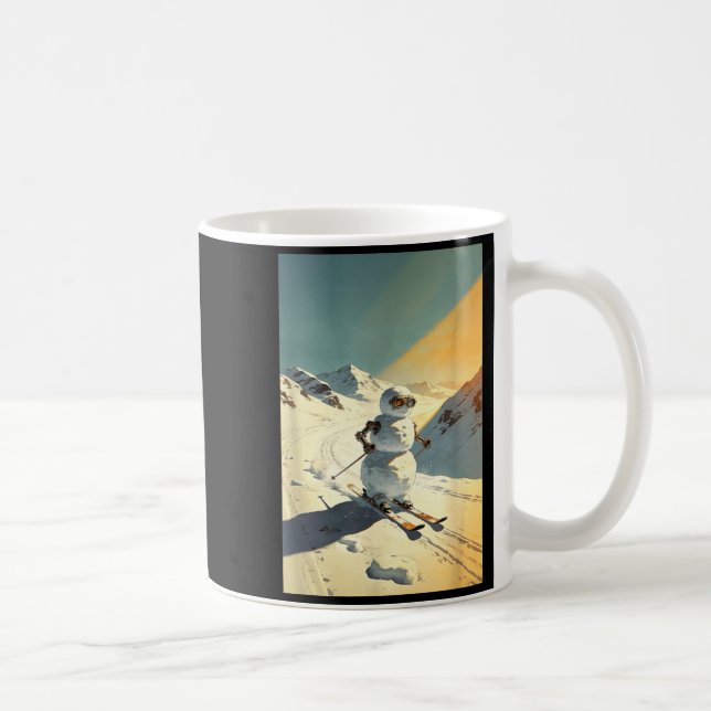Snowman skiing  coffee mug (Right)