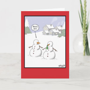 Snowman Sneeze Christmas Humour Greeting Card