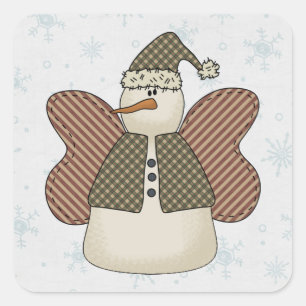 Snowman Snow Angel Square Sticker
