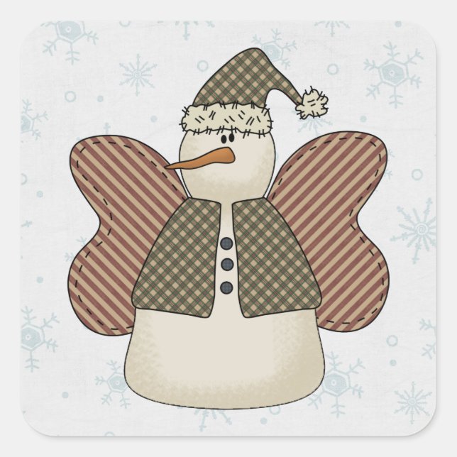 Snowman Snow Angel Square Sticker (Front)