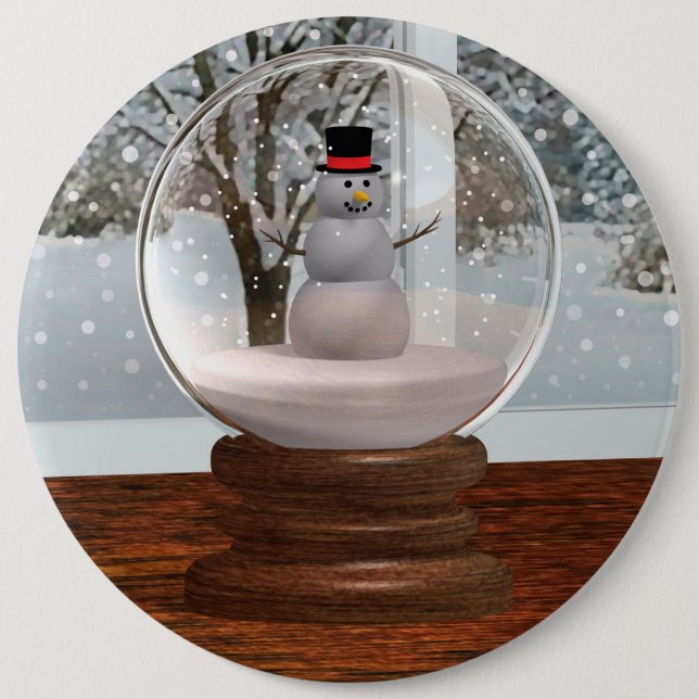 Snowman Snow Globe 6 Cm Round Badge (Front)