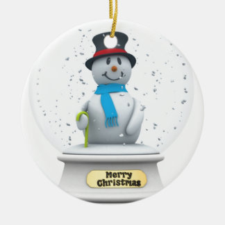 Snowman Snow Globe Ceramic Ornament