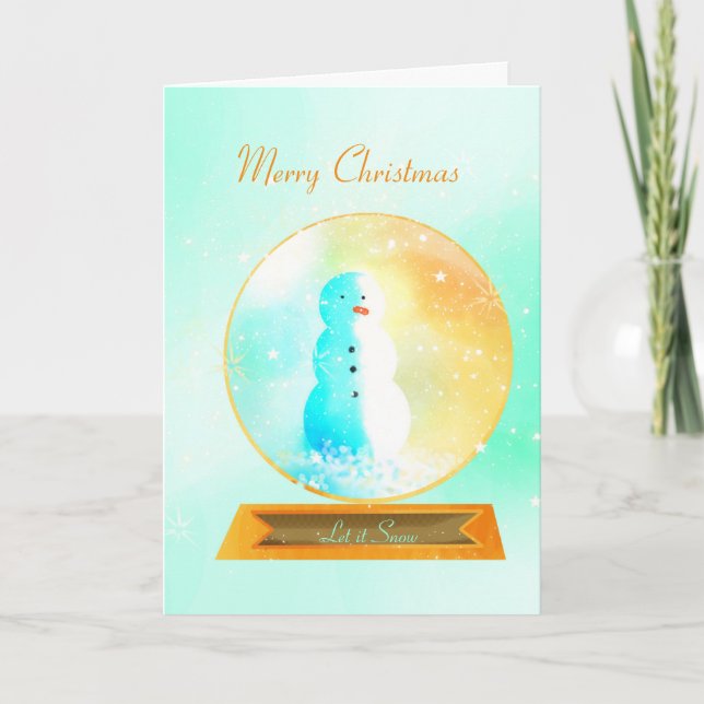 Snowman Snow Globe Christmas Card (Front)