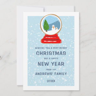 Snowman Snow Globe Cookie Illustration Christmas Holiday Card