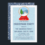 Snowman Snow Globe Cookie Illustration Christmas Invitation<br><div class="desc">This adorable and modern Christmas party invitation is great for the holiday season. It features a hand-drawn snowman snowglobe baked cookie illustration in red, blue, and green on top of a pastel blue background with white falling snowflakes on the back are similar snowflakes and navy blue sky. It's cute, artsy,...</div>