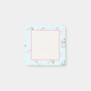 Snowman Snowball Design Framed Text Post-it Notes