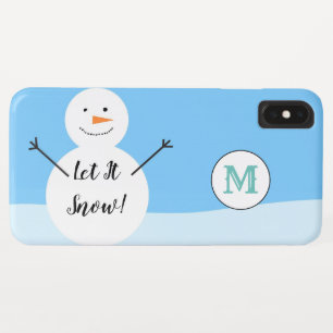 Snowman Snowball Festive Winter Custom Monogram iPhone XS Max Case
