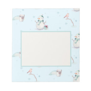 Snowman Snowball Framed Text Box Design Notepad