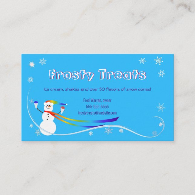 Snowman Snowcone Business Card (Front)