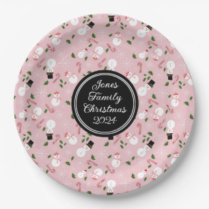 Snowman Snowflake Christmas Holiday Personalised  Paper Plate