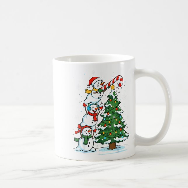 Snowman Snowflake, Merry Christmas Tree, Xmas Holi Coffee Mug (Right)