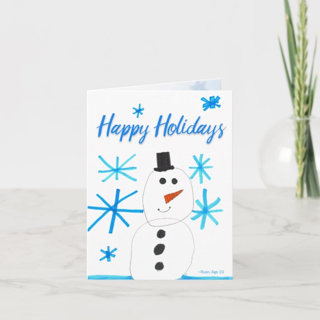 Snowman Snowflake Scene by Ryan Holiday Card (Front)