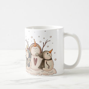 Snowman Snowflake Winter Country Primitive Coffee Mug