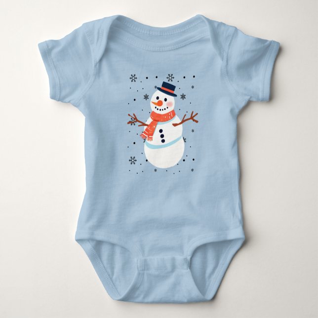 Snowman Snowflakes Christmas Holiday bodysuit (Front)