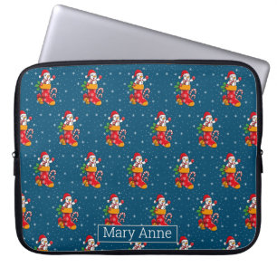 Snowman Snowflakes Christmas Pattern Blue Laptop Sleeve