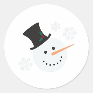 Snowman Snowflakes Classic Round Sticker