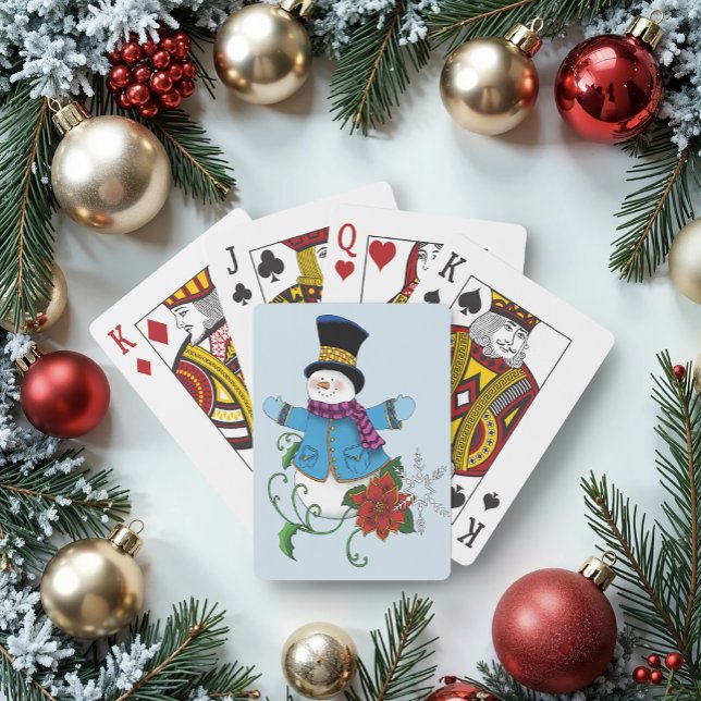 Snowman Snowflakes Poinsettia  Playing Cards (Creator Uploaded)