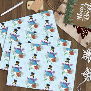 Snowman Snowflakes Poinsettia  Tissue Paper