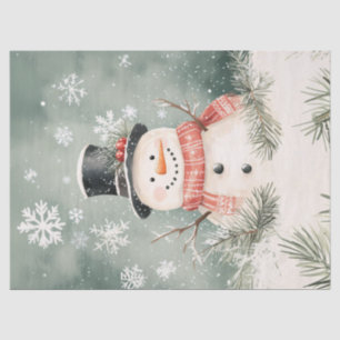 Snowman Snowflakes Spruce Sprigs Decoupage Tissue Paper