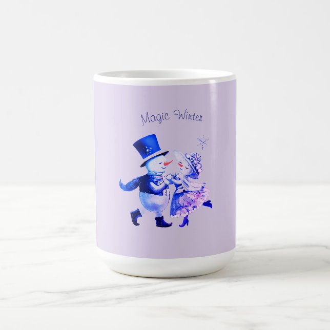 Snowman & Snowgirl Dance - Winter Holidays Vintage Coffee Mug (Center)