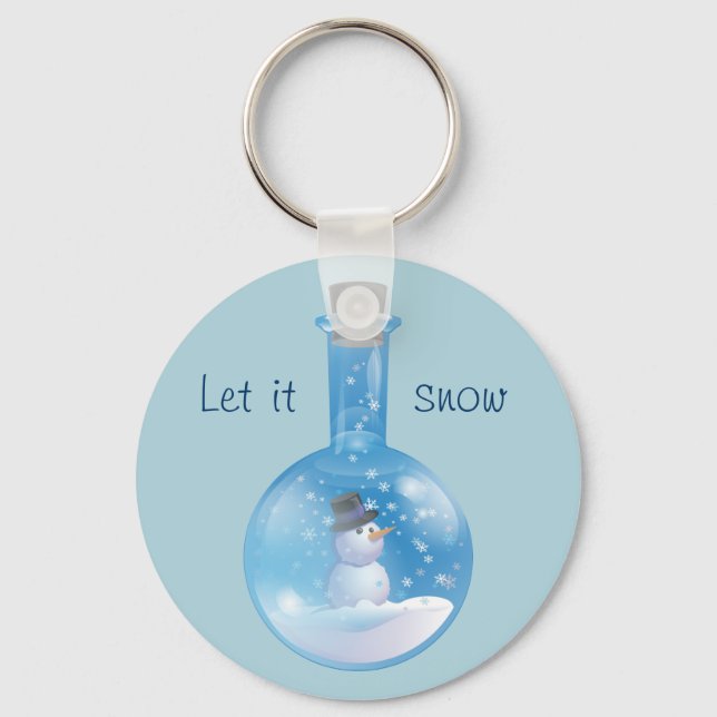 Snowman snowglobe flask key ring (Front)