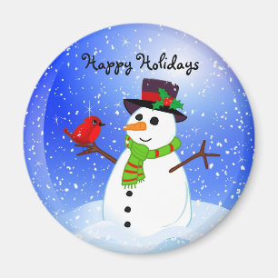 Snowman Snowglobe - Happy Holidays Magnet