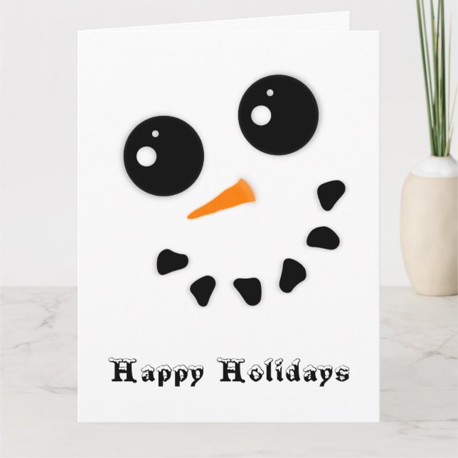 Snowman Snowoman Face Happy Holidays Folded Card (Front)