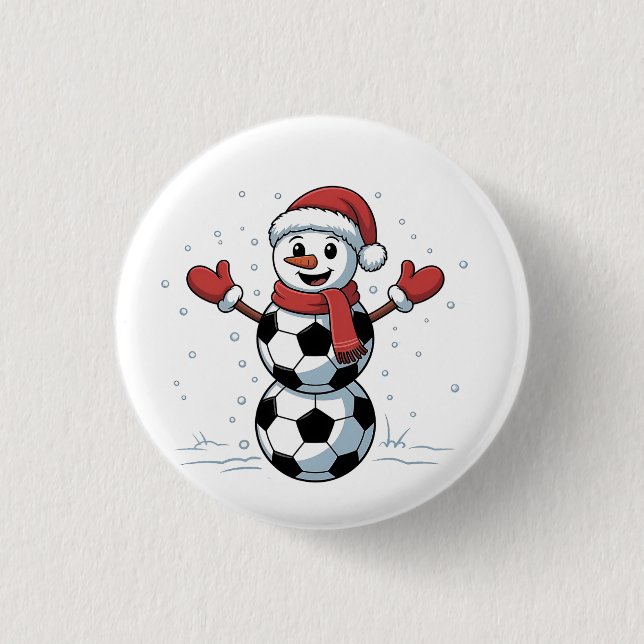 Snowman Soccer Christmas Santa Baseball Sport 3 Cm Round Badge (Front)