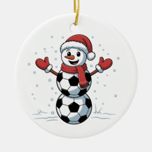Snowman Soccer Christmas Santa Baseball Sport Ceramic Ornament