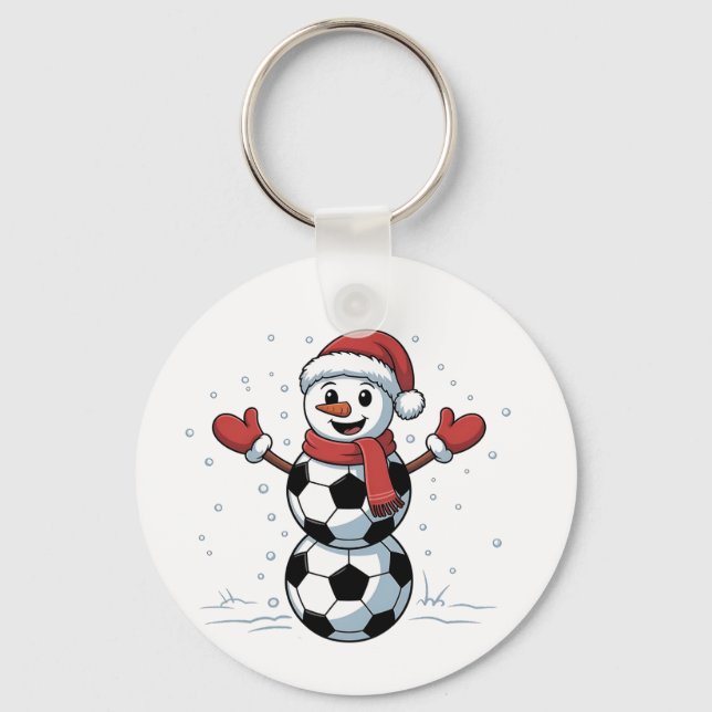 Snowman Soccer Christmas Santa Baseball Sport Key Ring (Front)
