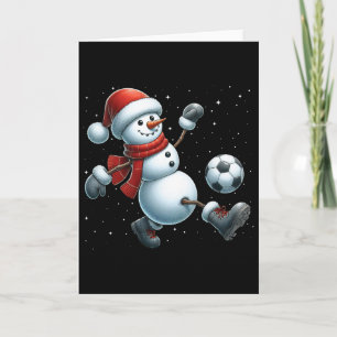 Snowman Soccer Christmas Snow Boys Girls Kids Xmas Card