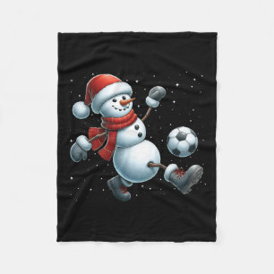 Snowman Soccer Christmas Snow Boys Girls Kids Xmas Fleece Blanket