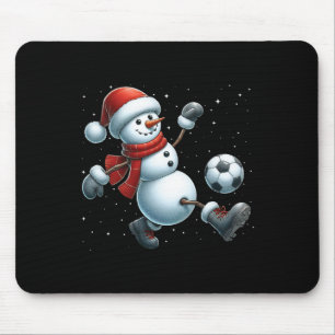 Snowman Soccer Christmas Snow Boys Girls Kids Xmas Mouse Pad
