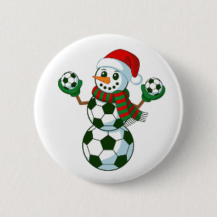 Snowman Soccer Christmas Sport Lovers 6 Cm Round Badge
