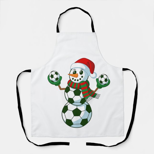 Snowman Soccer Christmas Sport Lovers  Apron (Front)