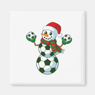 Snowman Soccer Christmas Sport Lovers Magnet
