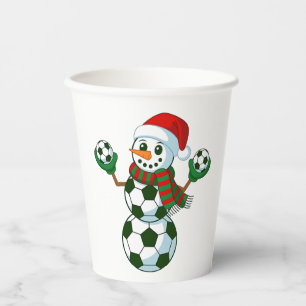 Snowman Soccer Christmas Sport Lovers Paper Cups