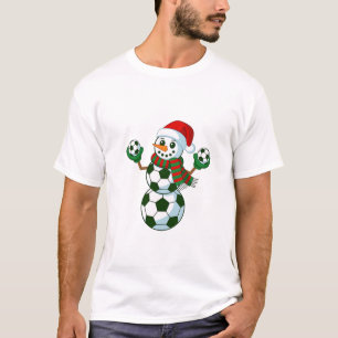 Snowman Soccer Christmas Sport Lovers T-Shirt