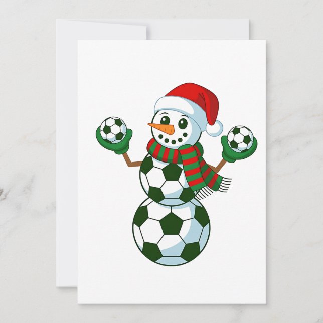Snowman Soccer Christmas Sport Lovers  Thank You Card (Front)