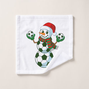 Snowman Soccer Christmas Sport Lovers Wash Cloth