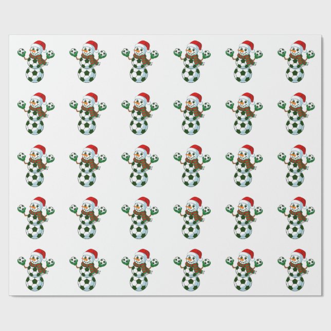 Snowman Soccer Christmas Sport Lovers  Wrapping Paper (Flat)