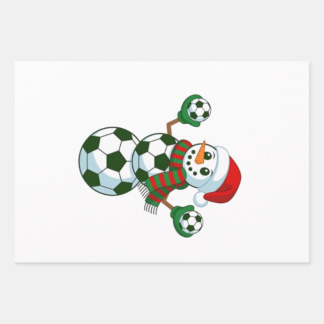 Snowman Soccer Christmas Sport Lovers  Wrapping Paper Sheet (Front)