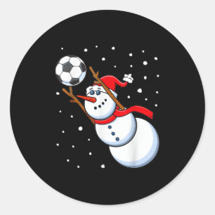 Snowman Soccer Goalie Santa Hat Men Boys Christmas Classic Round Sticker